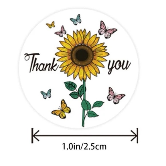 500 Thank You Stickers, Sunflower & Butterflies, New - Picture 3 of 12